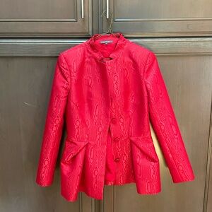 Zac Posen Peplum Blazer Red size 6 silk blend